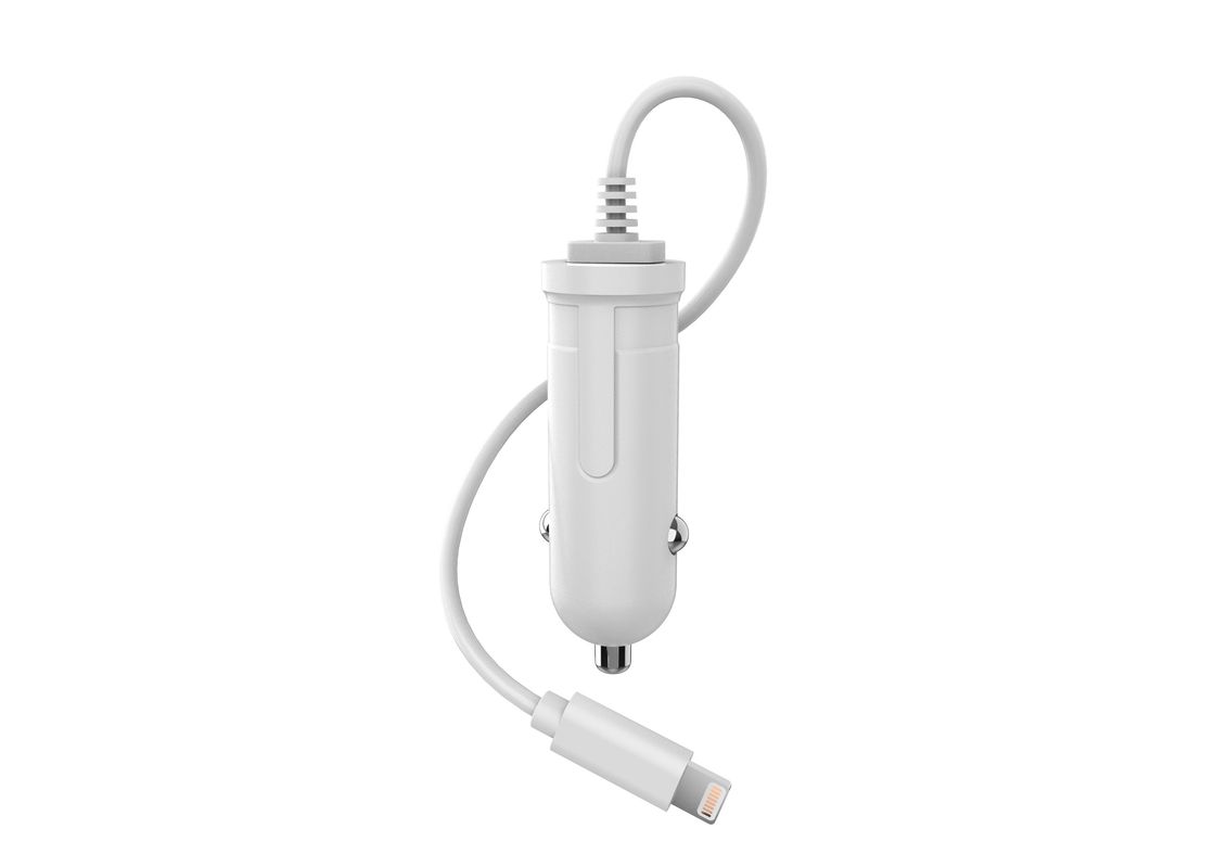 2.4A Lightning 18W PC ABS 18W Single Port Car Charger With Cable